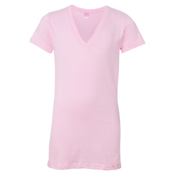 Junior Fit Fine Jersey V-Neck Longer Length T-Shirt Thumbnail