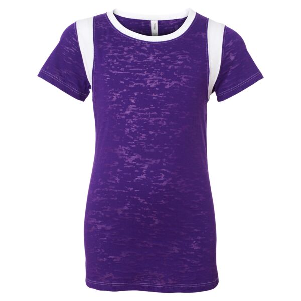 Juniors' Burnout Crewneck Football T-Shirt Thumbnail