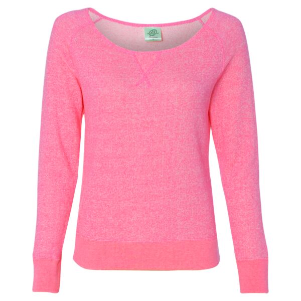 Juniors' Wide Neck Sweaterfleece Crew Thumbnail