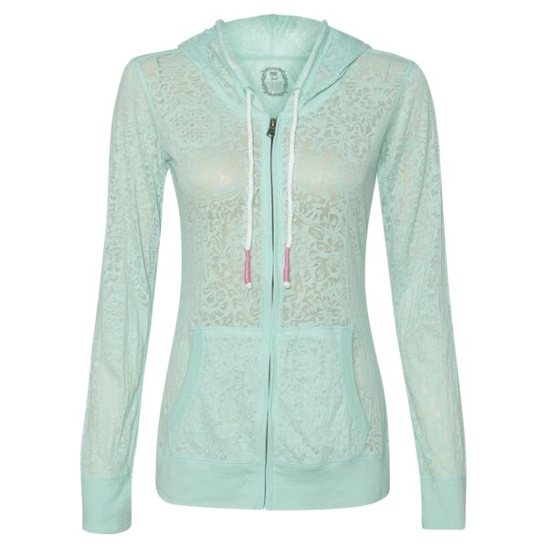 Ladies' Stefani Full-Zip Hooded Jersey Burnout T-Shirt Thumbnail