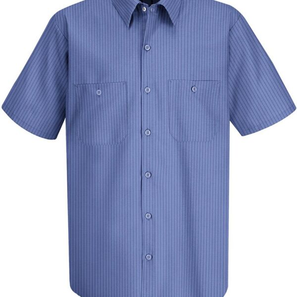 Industrial Stripe Short Sleeve Work Shirt Thumbnail