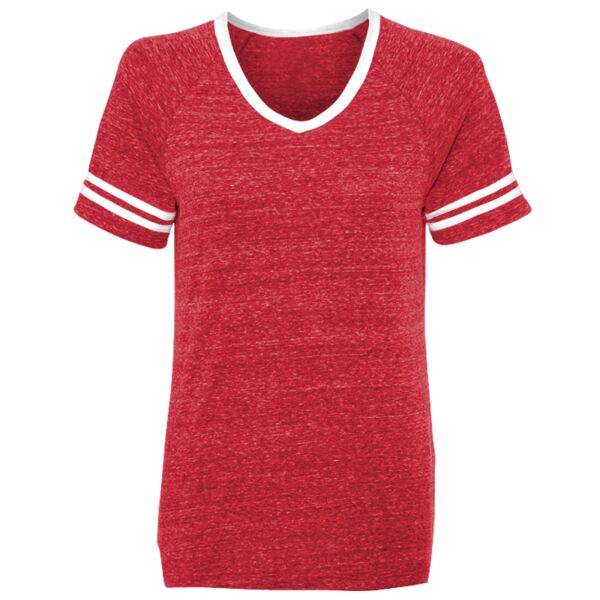 Juniors' Triblend V-Neck Ringer T-Shirt Thumbnail