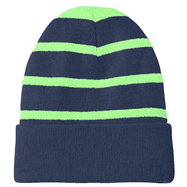 Sport Tek STC31 Striped Beanie with Solid Band Thumbnail