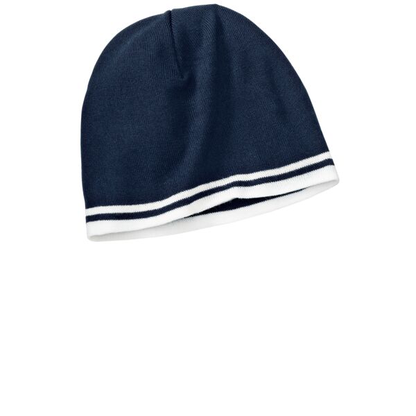 Fine Knit Skull Cap with Stripes Thumbnail