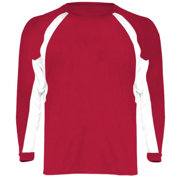Badger 4154 Adult Long-Sleeve Hook Performance Tee with Contrast Side Panel Insert Thumbnail