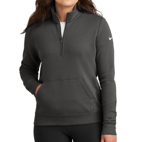NIKE NKDX6720 Women's Club Fleece Sleeve Swoosh 1/2 Zip Thumbnail