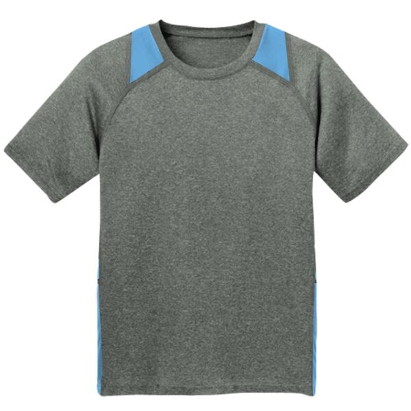 Sport Tek YST361 Youth Heather Colorblock Contender ™ Tee Thumbnail