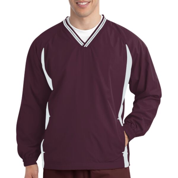 Sport tek JST62 Tipped V Neck Raglan Wind Shirt Thumbnail