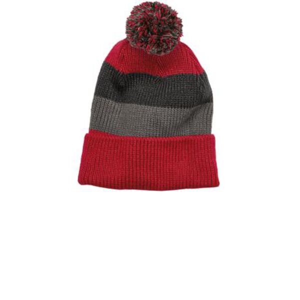 District DT627 Vintage Striped Beanie with Removable Pom Thumbnail