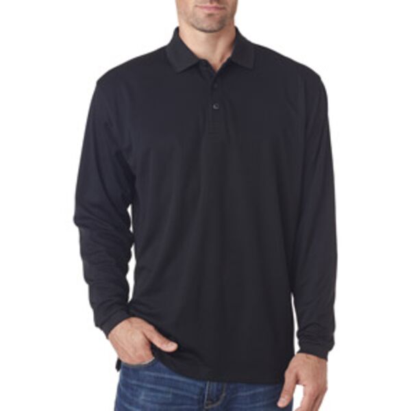 UltraClub Adult Cool & Dry Long-Sleeve Mesh Piqué Polo Thumbnail