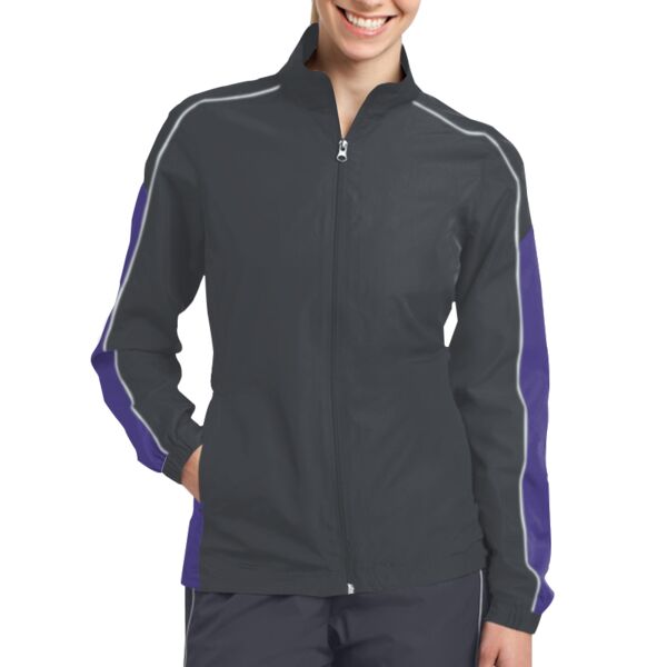 Sport Tek LST61 Ladies Piped Colorblock Wind Jacket Thumbnail