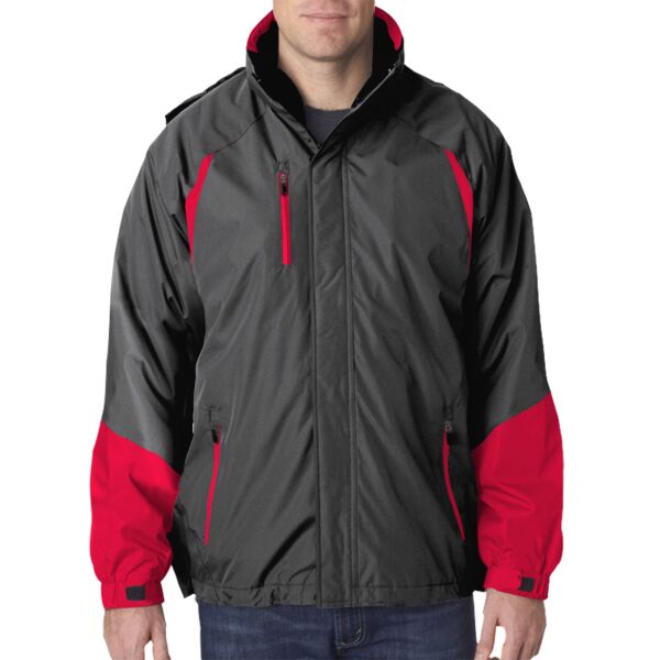 UltraClub 8939 Adult Color Block 3-in-1 Systems Hooded Jacket Thumbnail