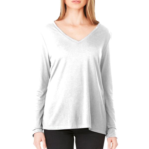 Bella  Canvas Ladies' Flowy Long-Sleeve V-Neck Thumbnail