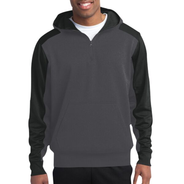cg Sport Tek ST249 Fleece Colorblock 1/4 Zip Hooded Sweatshirt Thumbnail