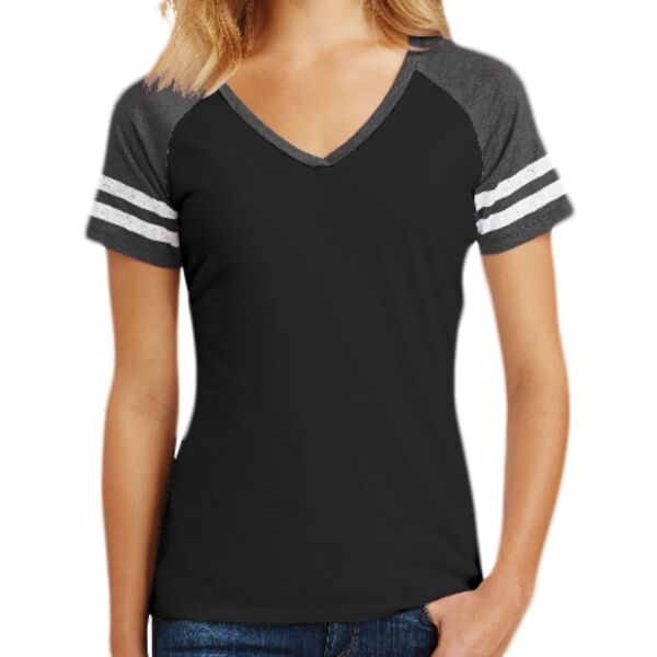 District Made DM476 Ladies Game V Neck Tee Thumbnail