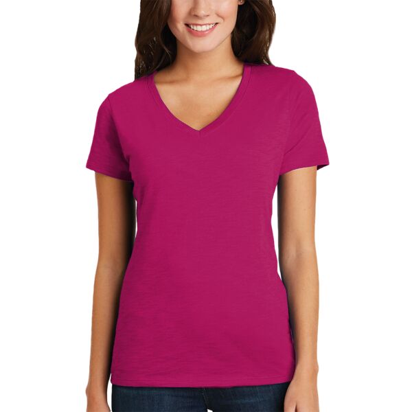 mf District Made DM3501 Ladies Super Slub ™ V Neck Tee Thumbnail
