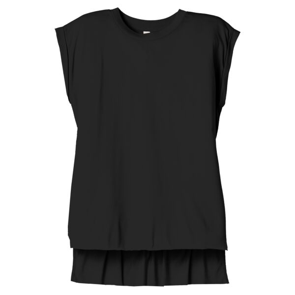 Bella 8804 Women's Flowy Muscle Tee With Rolled Cuffs Thumbnail