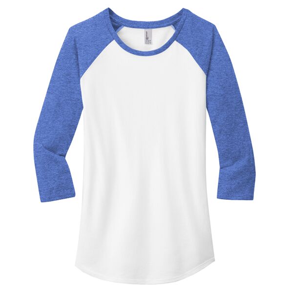 District DT6211 Women's Fitted Very Important Tee 3/4 Sleeve Raglan Thumbnail