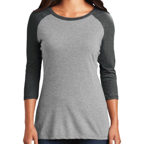 District Made DM136L Ladies Perfect Tri ™ 3/4 Sleeve Raglan Thumbnail