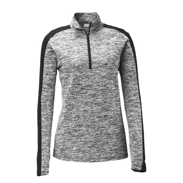 Sport Tek LST397 Ladies PosiCharge ® Electric Heather Colorblock 1/4 Zip Pullover Thumbnail
