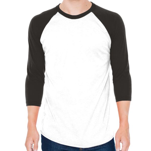 American Apparel BB453W Adult 50/50 Poly/Cotton Raglan Three-Quarter Sleeve T-Shirt Thumbnail