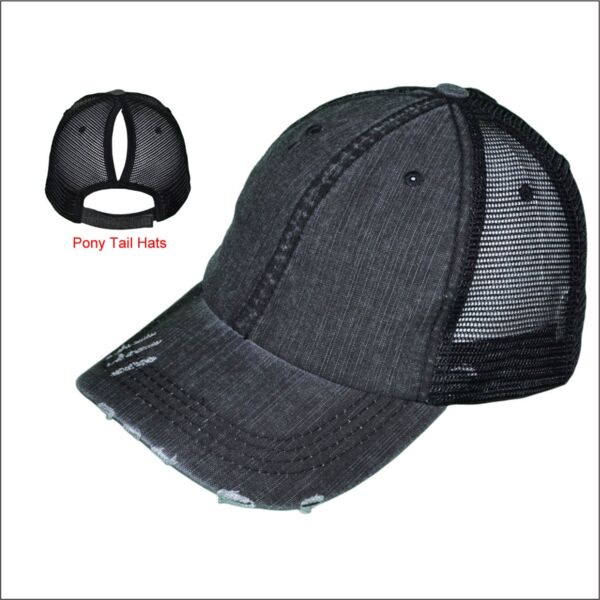 Buckwholesale 5241 Ponytail Vintage Frayed Washed Cap Thumbnail