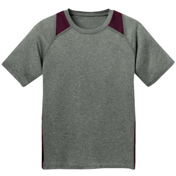 Sport Tek YST361 Youth Heather Colorblock Contender ™ Tee Thumbnail